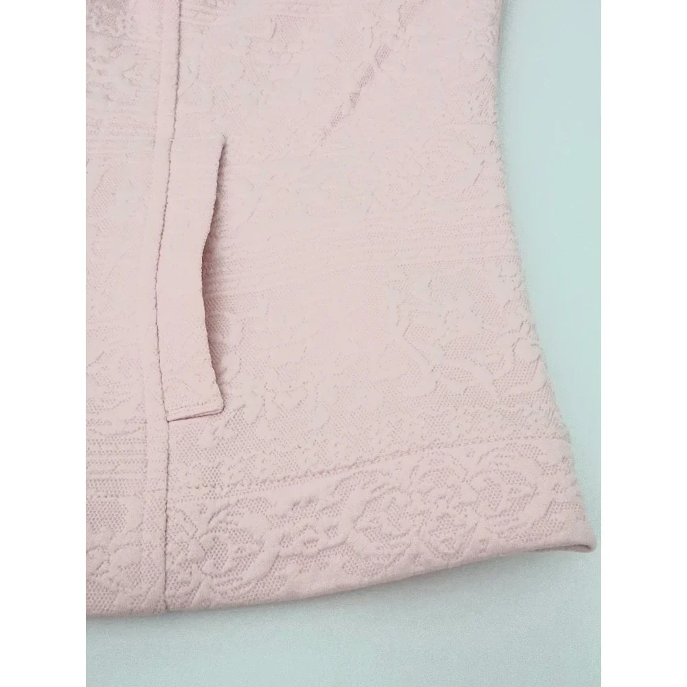 Isaac Mizrahi Live! Jacket* Women's Medium Pink Lace Knit Bomber Jacket Preowned